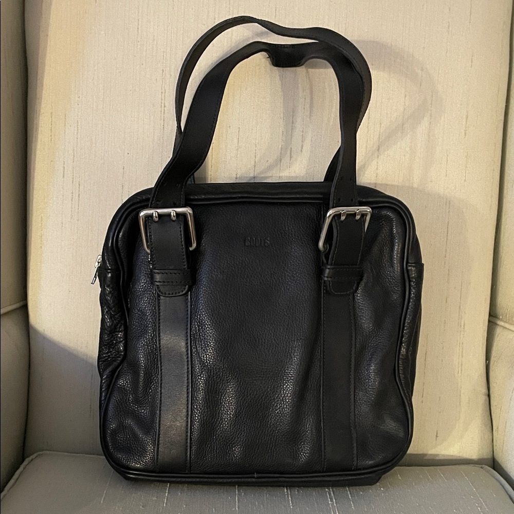 Roots Black Leather Shoulder Bag